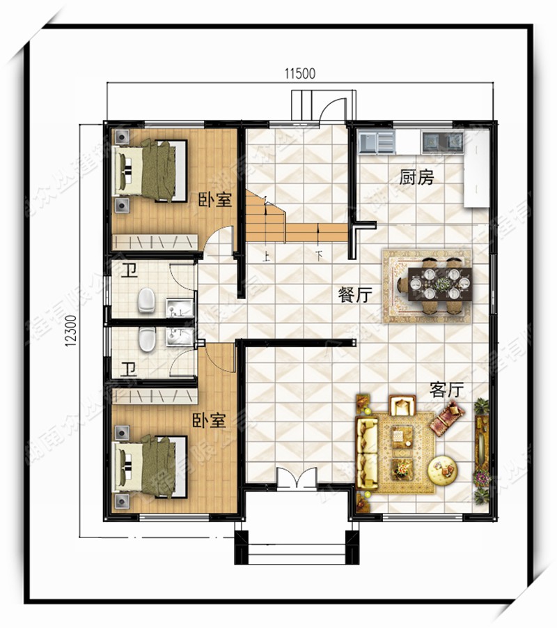 【zcba2189】新品农村自建房别墅设计图纸 二层简欧房屋设计