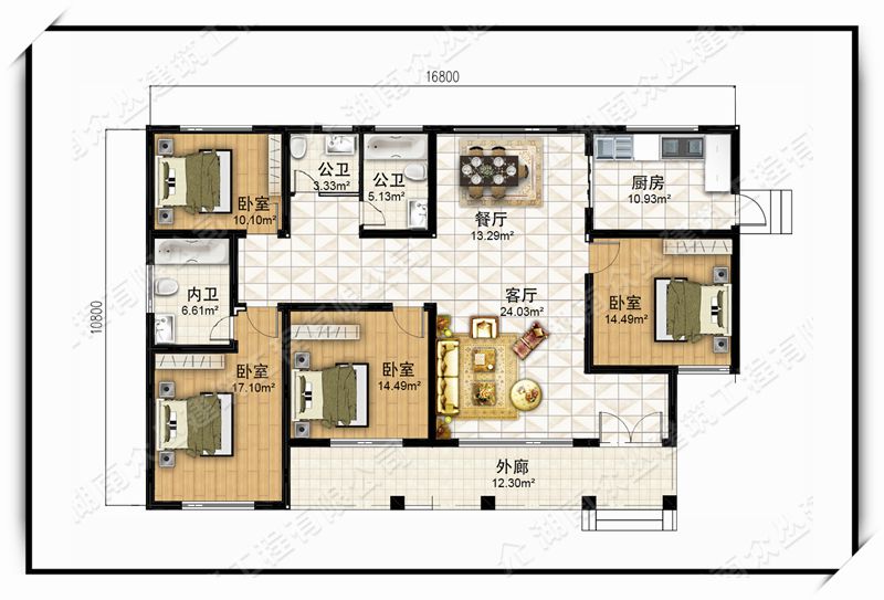 新款一层带柴火房农村自建房设计图纸及效果图