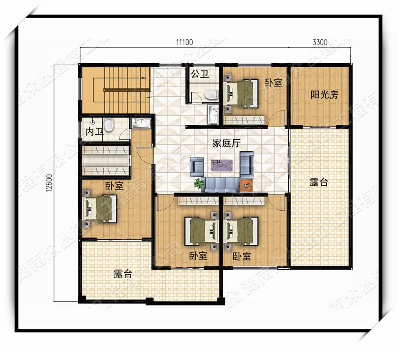 新品2019款农村房屋两层美式别墅带阁楼设计图